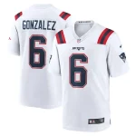 Christian Gonzalez New England Patriots Nike Game Jersey - White/Navy/Red