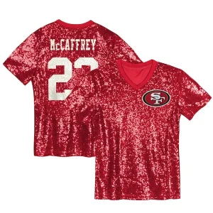 Christian McCaffrey San Francisco 49ers Women's Player Name & Number V-Neck Fashion Jersey - Scarlet