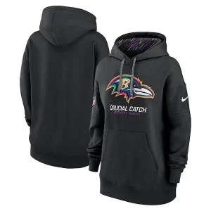 Baltimore Ravens Nike Women's 2024 NFL Crucial Catch Club Pullover Hoodie - Black
