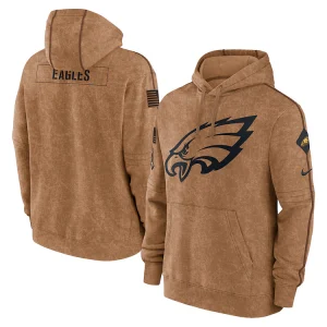 Philadelphia Eagles Men's Nike Brown 2023 Salute To Service Club Pullover Hoodie