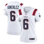 Christian Gonzalez New England Patriots Nike Women's Game Jersey - White/Navy/Red