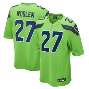 Tariq Woolen Seattle Seahawks Nike Game Jersey - Neon Green/Navy