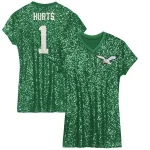 Jalen Hurts Philadelphia Eagles Girls Youth Sequin Player Name & Number V-Neck Dress - Kelly Green