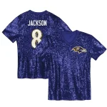 Lamar Jackson Baltimore Ravens Girls Youth Sequin V-Neck Fashion Jersey - Purple