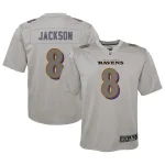 Lamar Jackson Baltimore Ravens Nike Youth Atmosphere Fashion Game Jersey - Gray