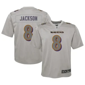 Lamar Jackson Baltimore Ravens Nike Youth Atmosphere Fashion Game Jersey - Gray