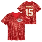 Patrick Mahomes Kansas City Chiefs Women's Player Name & Number V-Neck Fashion Jersey - Red