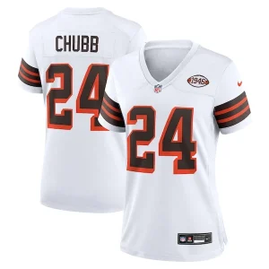 Nick Chubb Cleveland Browns Nike Women's Alternate Game Jersey - White/Brown