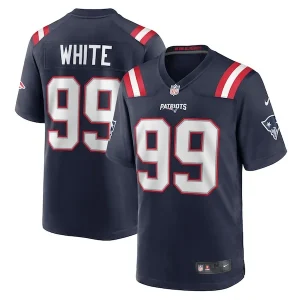 Keion White New England Patriots Nike Team Game Jersey - Navy/Red/White