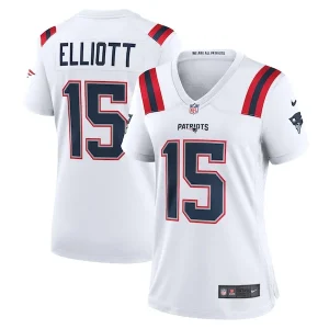 Ezekiel Elliott New England Patriots Nike Women's Game Player Jersey - White/Navy/Red