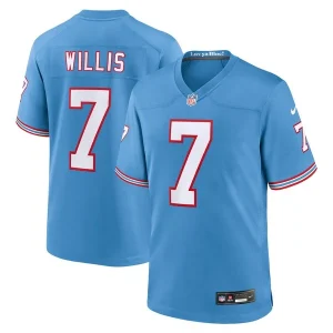 Malik Willis Tennessee Titans Nike Oilers Throwback Alternate Game Player Jersey - Light Blue/Navy