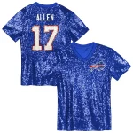 Josh Allen Buffalo Bills Girls Youth Sequin V-Neck Fashion Jersey - Royal