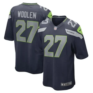 Tariq Woolen Seattle Seahawks Nike Game Player Jersey - College Navy/Neon Green