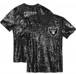 Maxx Crosby Las Vegas Raiders Girls Youth Sequin V-Neck Fashion Jersey - Black