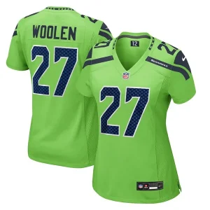 Tariq Woolen Seattle Seahawks Nike Women's Game Jersey - Neon Green/Navy/Royal
