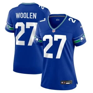 Tariq Woolen Seattle Seahawks Nike Women's Throwback Player Game Jersey - Royal/Navy/Neon Green