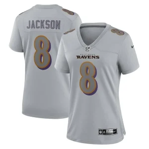 Lamar Jackson Baltimore Ravens Nike Women's Atmosphere Fashion Game Jersey - Gray